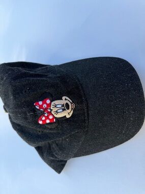 Black Minnie Mouse Embroidered Cap with Red Polka Dot Bow